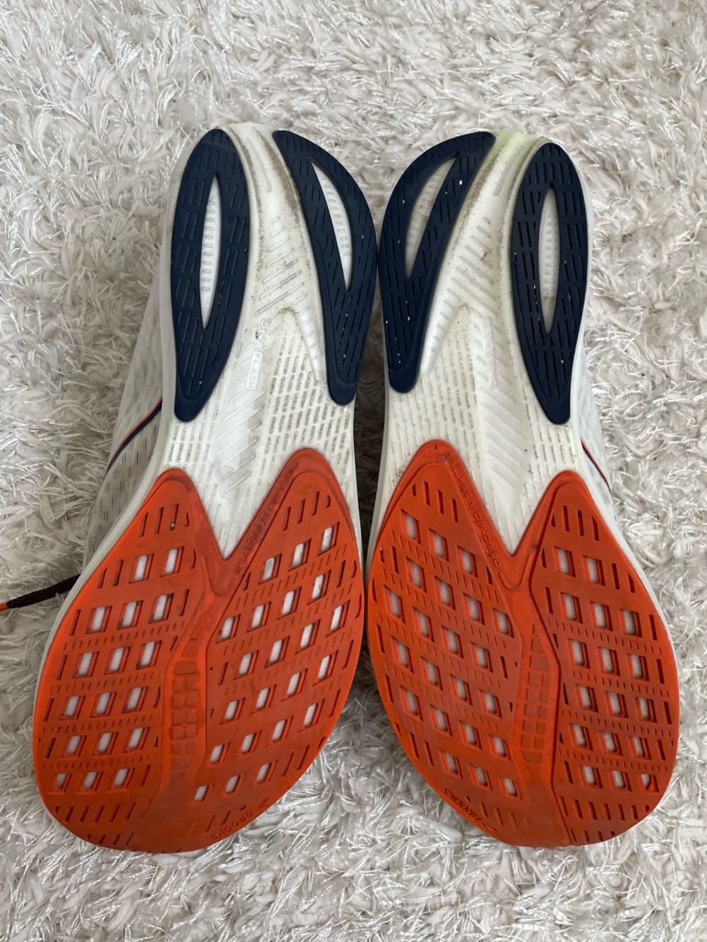 Brooks Men's Hyperion Running Shoes Oyster Mushroom White with Orange Accents - Picture 11 of 12